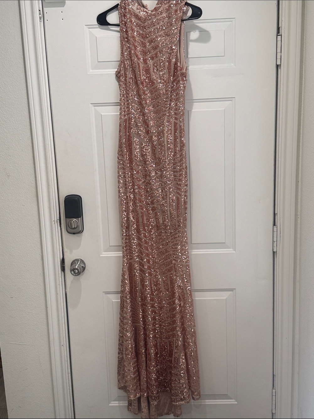 L'ATISTE Rose Gold Sequin Maxi Gown